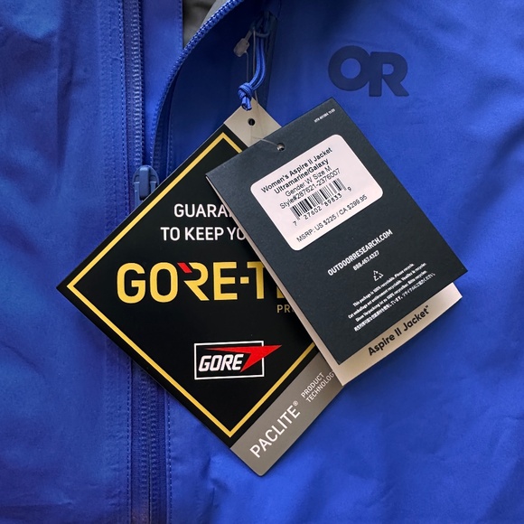 OUTDOOR RESEARCH WOMEN'S ASPIRE II GORE-TEX JACKET Blue Large Rain Shell - Picture 3 of 5